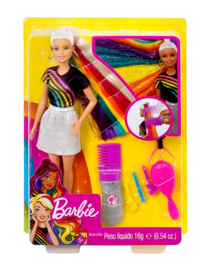 Barbie Rainbow Sparkle Hair Doll, multi coloured -FXN96