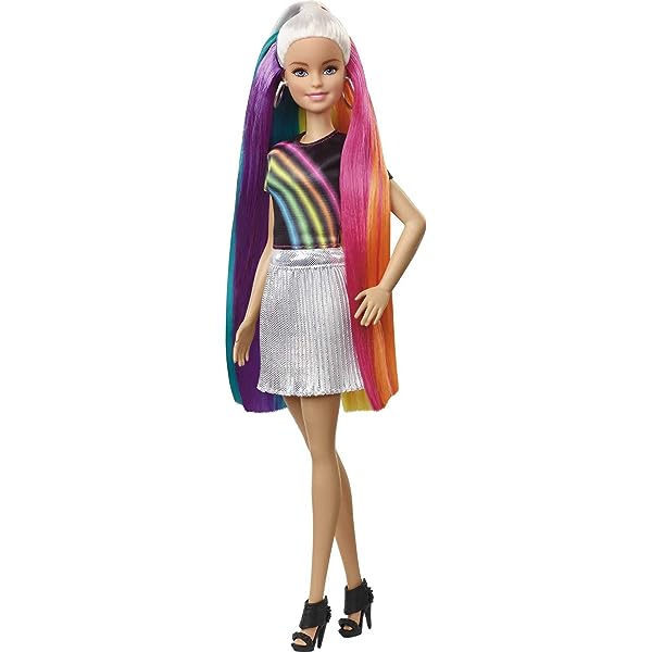 Barbie Rainbow Sparkle Hair Doll, multi coloured -FXN96