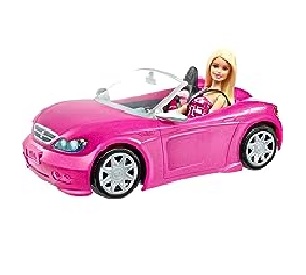 Barbie Car and Doll Set, Sparkly Pink 2-Seater -DJR55